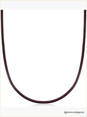 Italian Brown Leather Cord Necklace 18" Gold Over Sterling Silver